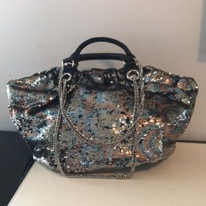 OrYANNY Oversized Sequin And Chain Tote